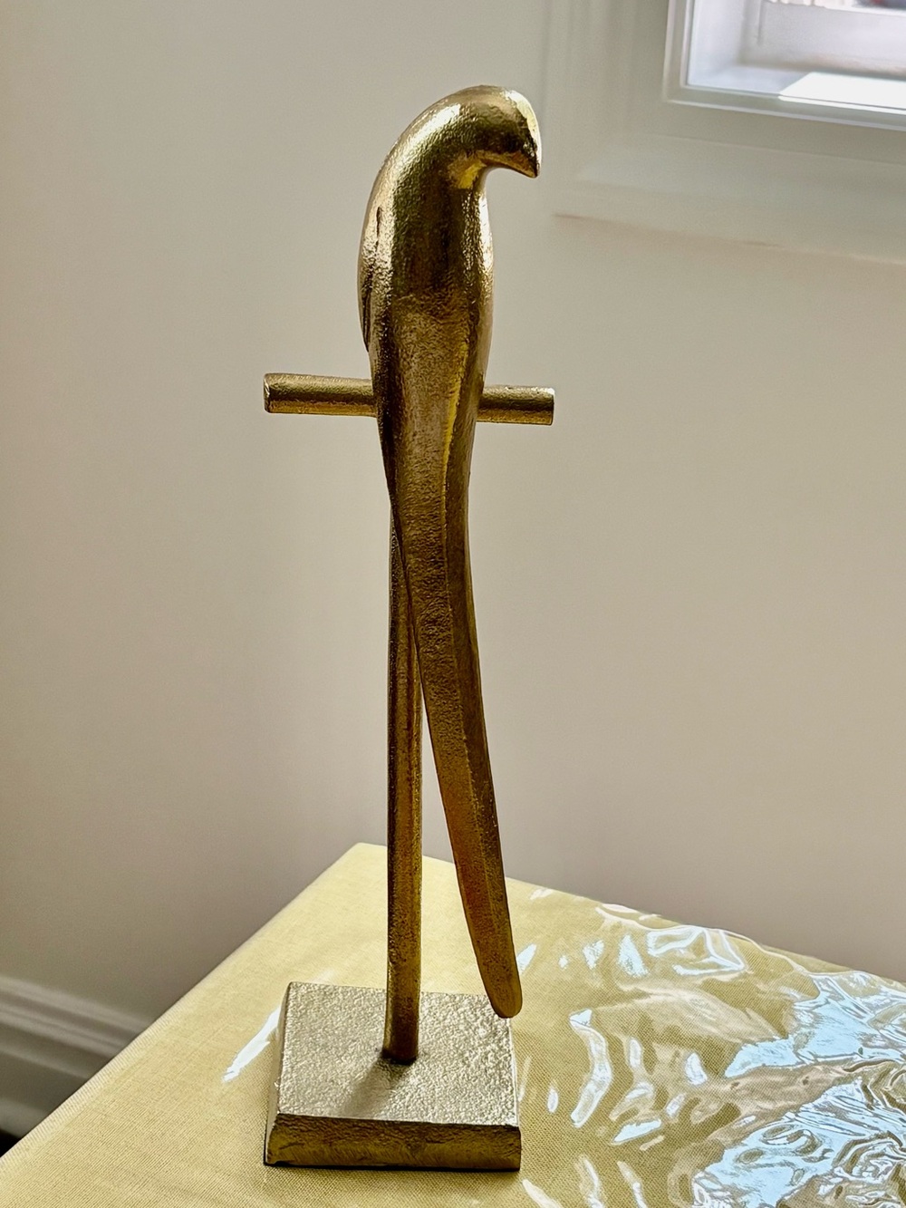 Gold Parrot Figure on Stand
